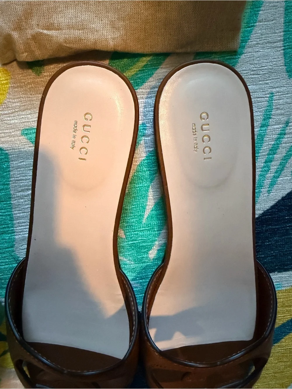 Gucci Brown Leather Sandals with Interlocking G